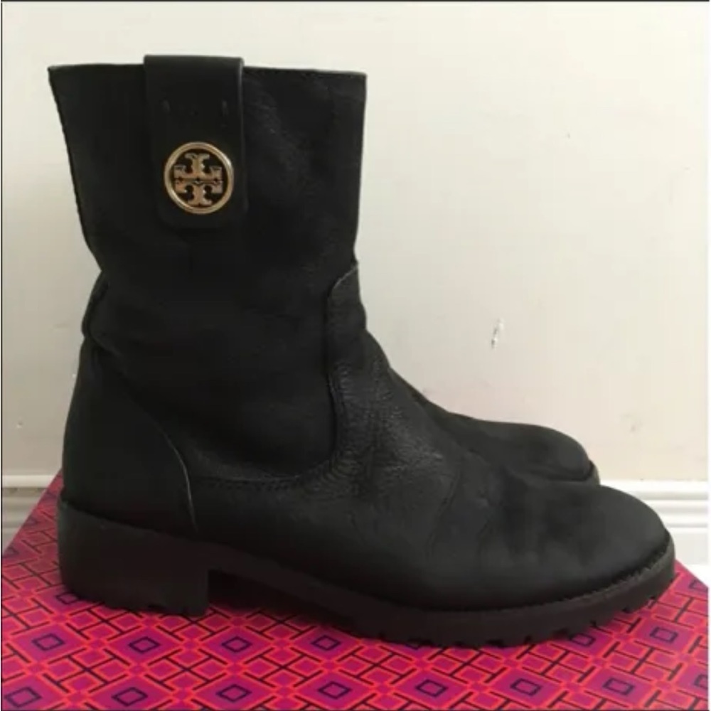 Tory Burch, Oakridge, black leather booties